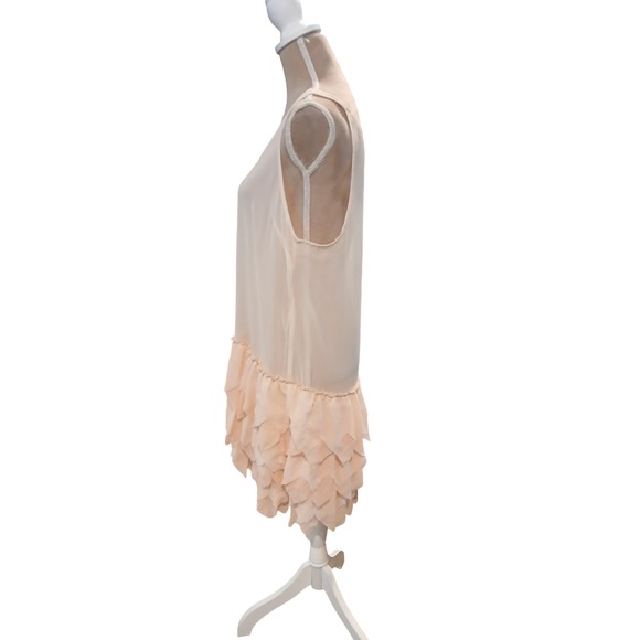 Aerie Sleeveless Drop Waist Ruffle Petal Dress Tank Peach Pink Medium Fairy Mesh - Picture 4 of 12